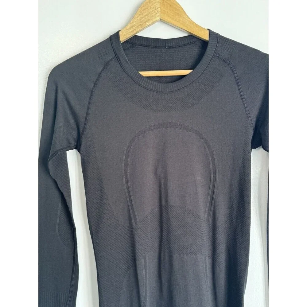 Lululemon Swiftly Tech Long Sleeve Crew Top Womens Size 6 Black Running Workout - Picture 4 of 8